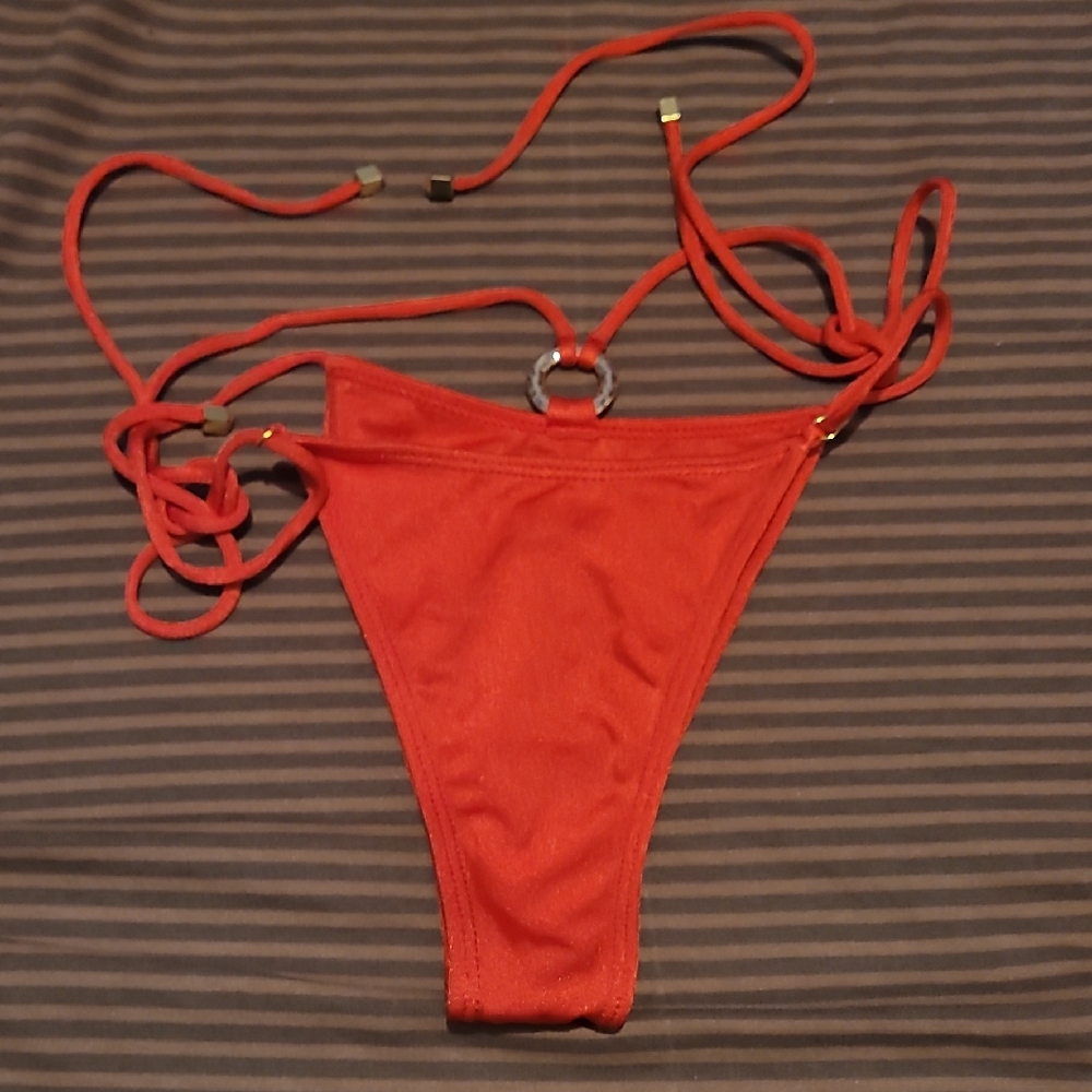 Red Bikini Bottom with Ring Detail